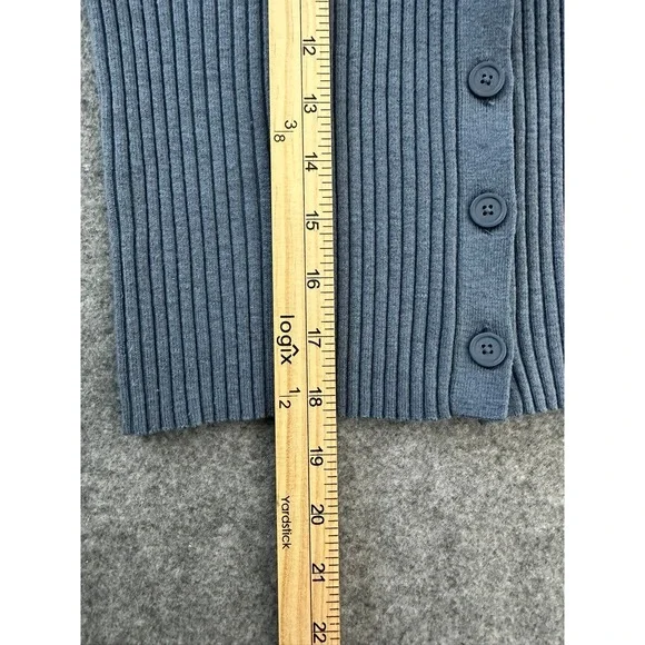 Aerie Collared Cropped Button Down Cardigan M Blue 90s Preppy Clean Girl - Picture 4 of 10